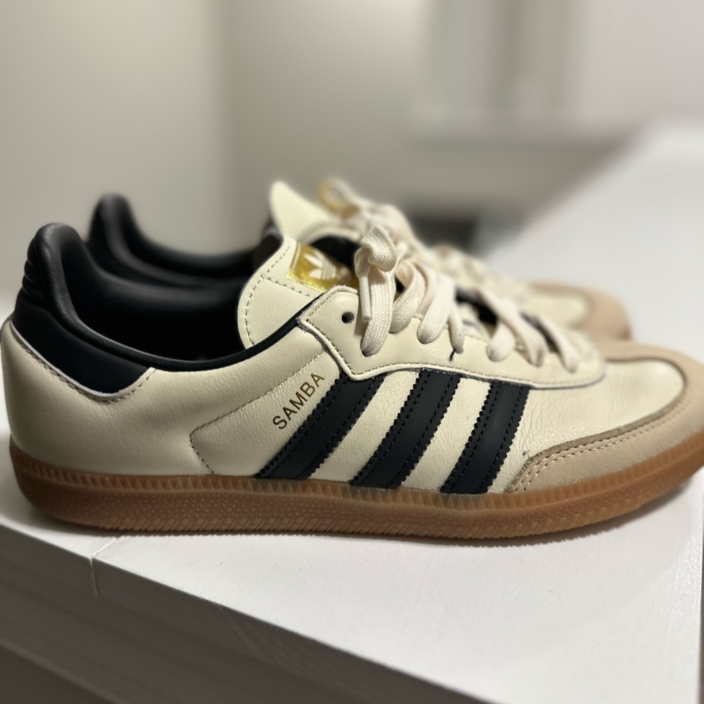 Adidas Samba Cream and Black Women Shoes